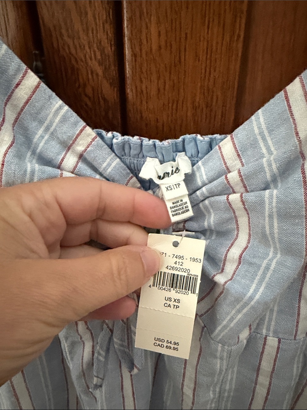 aerie light blue striped tie-front summer dress - Picture 2 of 4